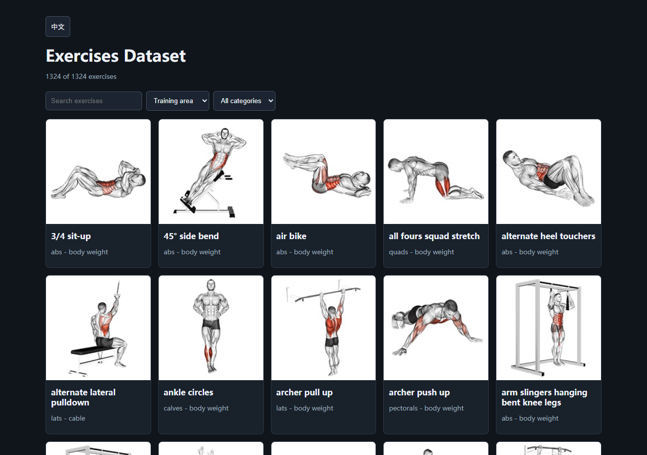 Exercises Dataset 健身动作数据集界面